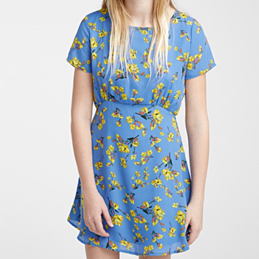 Rokoko blue and yellow retro floral fit and flare summer dress NWT